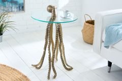 Runder Beistelltisch WILDLIFE OCTOPUS 70cm messing gold Metall Glas Skulptur handmade