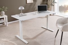 Höhenverstellbarer Schreibtisch WHITE DESK 140cm weiß Metallgestell Bürotisch