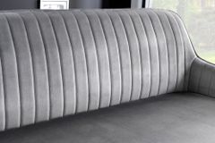 Design Sitzbank TURIN 160cm silbergrau Samt schwarz Metall Armlehne