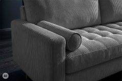 3er Sofa COZY VELVET 220cm grau Cord mit goldener Kappe