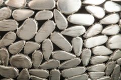 2er Set Runde Couchtische STONE MOSAIC 65cm silber Mangoholz Metall handmade Mosaik Design