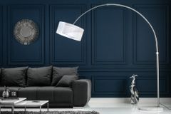 Design Bogenlampe EXTENSO 230cm weiß Stehlampe mit weißem Marmorfuß