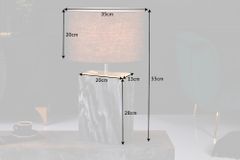 Design Tischlampe NOBLE 55cm schwarz Marmorfuß Stoffschirm