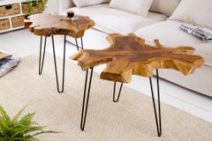 Einzigartiger Beistelltisch WILD 60cm Teakholz Baumscheibe Couchtisch