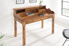 Design Sekretär HEMINGWAY L 115cm braun Sheesham Massivholz stone finish Schreibtisch