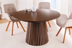 Ausziehbarer Esstisch VALHALLA WOOD 120-160-200cm smoked braun Eichenholz Säulenfuß
