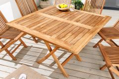 Massiver Esstisch EMPIRE TEAK 100cm natur Teakholz klappbar
