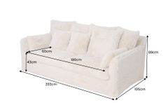 Großes 3-Sitzer Sofa YETI 200cm beige sand langfloriger Plüsch Shaggy-Stoff