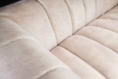 Design 3-Sitzer Sofa NOBLESSE 225cm champagner beige Samt 3-Sitzer Federkern schwarze Metallfüße