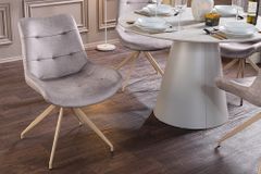 Design Stuhl DIVANI taupe Samt beiges Metallgestell