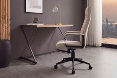 Höhenverstellbarer Bürostuhl LAZIO taupe Vogue Velours Samt drehbar mit Rollen