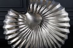Design Tischlampe SHELL 60cm silber schwarz Metall Stoffschirm maritim