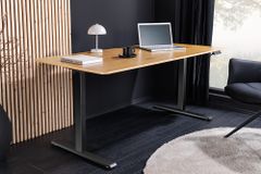 Höhenverstellbarer Schreibtisch OAK DESK 160cm natur Eiche schwarz Metall