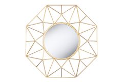 Handgearbeiteter Spiegel DIAMOND L 80cm gold aus Eisen im Retro Design