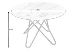 Runder Esstisch ELLIPSE 120cm Marmor weiß Keramik made in Italy Hairpin Legs