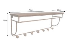 Dekorative Wandgarderobe HERITAGE 80cm natur gold messing Pinie Metall mit Ablage