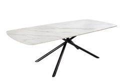 Design Esstisch OSAKA 160cm weiß Keramik schwarz Sterngestell Metall