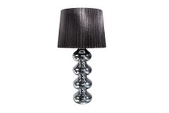 Elegante Design Tischlampe MIA 60cm silber Tischleuchte Stoffschirm