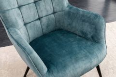 Bequemer Sessel SCANDINAVIA petrol Samt schwarze Metallbeine mit Armlehne