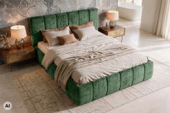 Design Boxbett ADLON 180x200cm petrol grün Chenille Cremona mit Stauraum und Lattenrost