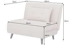 Retro Schlafsessel SMART MULTIFUNCTION 100cm beige Cord Bettfunktion inkl. Kissen