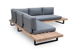 Wetterfestes Gartenlounge Set ST. BARTH 255cm grau natur Akazie Sitzecke inkl. Tisch und Kissen