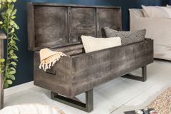 Industrial Truhenbank FACTORY LOFT 115cm Mangoholz grau Sitzbank