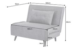 Schlafsessel SMART MULTIFUNCTION 100cm grau Vogue Seiden Samtstoff