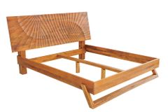 Design Bett SCORPION 180x200cm braun Mangoholz 3D Schnitzerei Massivholz Doppelbett
