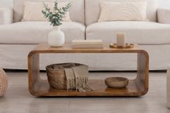 Massiver Couchtisch CUBUS 100cm braun honey finish Mangoholz handmade