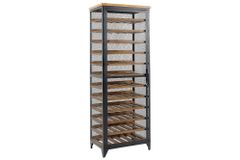 Design Weinschrank BODEGA 185cm natur schwarz Tannenholz Metall Flaschenregal