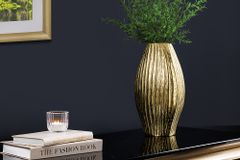 Handgefertigte Deko-Vase ELEGANCE 35cm gold antik Metall Hammerschlag Design