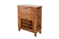 Massiver Barschrank MAKASSAR 85cm braun Sheesham stone finish Hausbar
