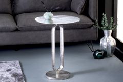Runder Beistelltisch ELEGANCE 60cm silber Metall Aluminium handmade