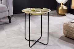 Runder Beistelltisch CASABLANCA 50cm messing gold schwarz Tablett abnehmbar klappbar