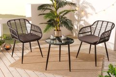 In- und Outdoor Bistro Balkon-Set PARIS schwarz Polyrattan Sitzgruppe inkl. Tisch