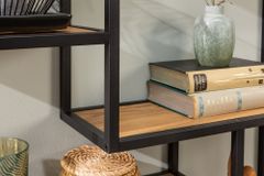 Industrial Wandregal SLIM LINE 90cm Wildeiche schwarz fünf Regalböden