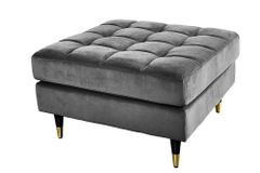 Design Hocker COZY VELVET 80cm grau Samt goldene Füße