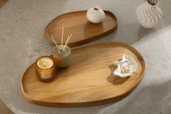 Massives 2er Set Tablett AMAZONAS 55cm natur Mangoholz cream finish Servierbrett
