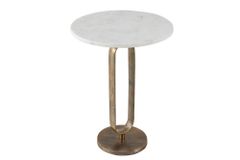 Runder Beistelltisch ELEGANCE 60cm weiß gold antik Marmor Metall Aluminium handmade
