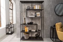 Industrial Bücherregal SLIM LINE 185x114cm Esche schwarz sechs Regalböden