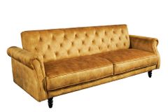 3-Sitzer Sofa MAISON BELLE AFFAIRE 220cm senfgelb Samt mit Schlaffunktion
