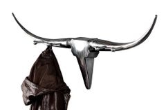 Design Garderobe BULL 100cm Aluminium Wanddekoration Stierkopf