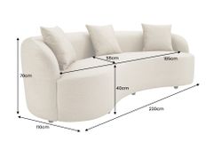 Modernes Sofa ATELIER 230cm beige Samt 3-Sitzer Couch inkl. Kissen