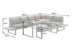 Wetterfestes Gartenmöbel Set IBIZA GRAND 280cm anthrazit Aluminium mit Sitzpolster