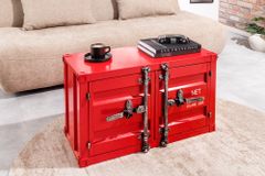 Container-Schrank GLOBETROTTER 80cm rot Metall Couchtisch mit Flügeltüren Kommode
