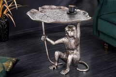 Design Beistelltisch WILDLIFE MONKEY 60cm silber Metall handmade