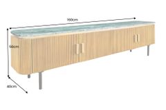 Design TV-Board VENEZIANO 160cm messing grün Marmorplatte Mangoholz Retro