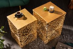 Filigranes Beistelltisch 2er Set ABSTRACT LEAF 45cm gold Handarbeit