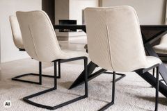 Freischwinger Stuhl MIAMI beige Cord matt schwarz Metallgestell